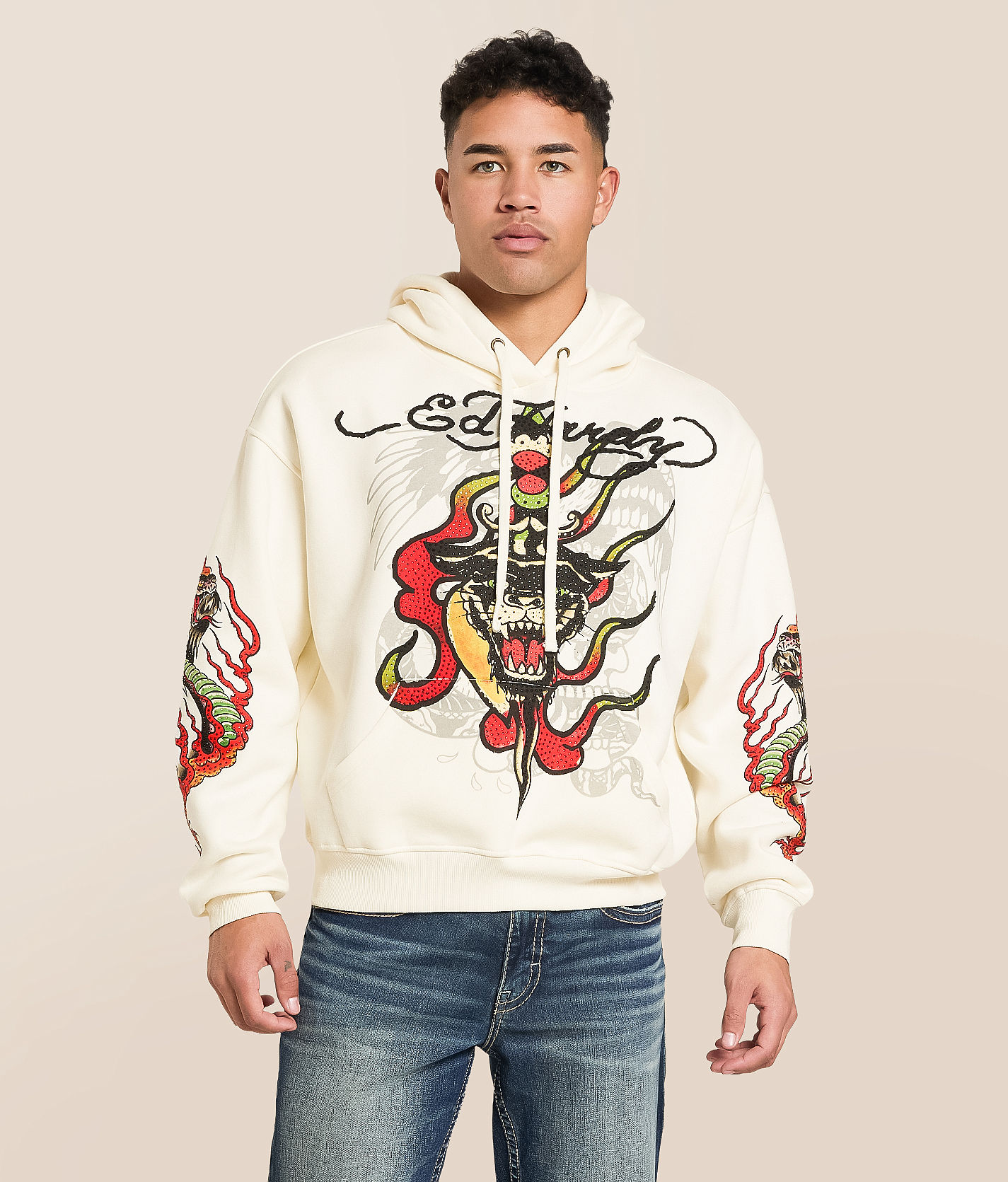 Ed Hardy Panther Flame Hooded Sweatshirt - Men's Sweatshirts in