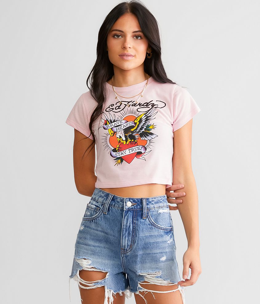 FITZ + EDDI Floral Cropped Baby T-Shirt - Women's T-Shirts in Pink