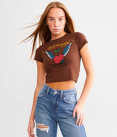 Ed Hardy Cherry Wings Baby Cropped T-Shirt front view