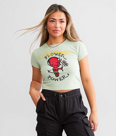 Ed Hardy Baby Devil Cropped T-Shirt front view