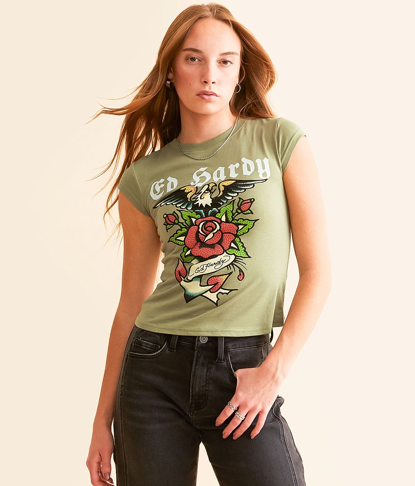 Ed Hardy Anchor Rose T-Shirt front view