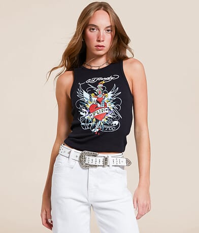 Ed Hardy Fun Dagger Tank Top front view