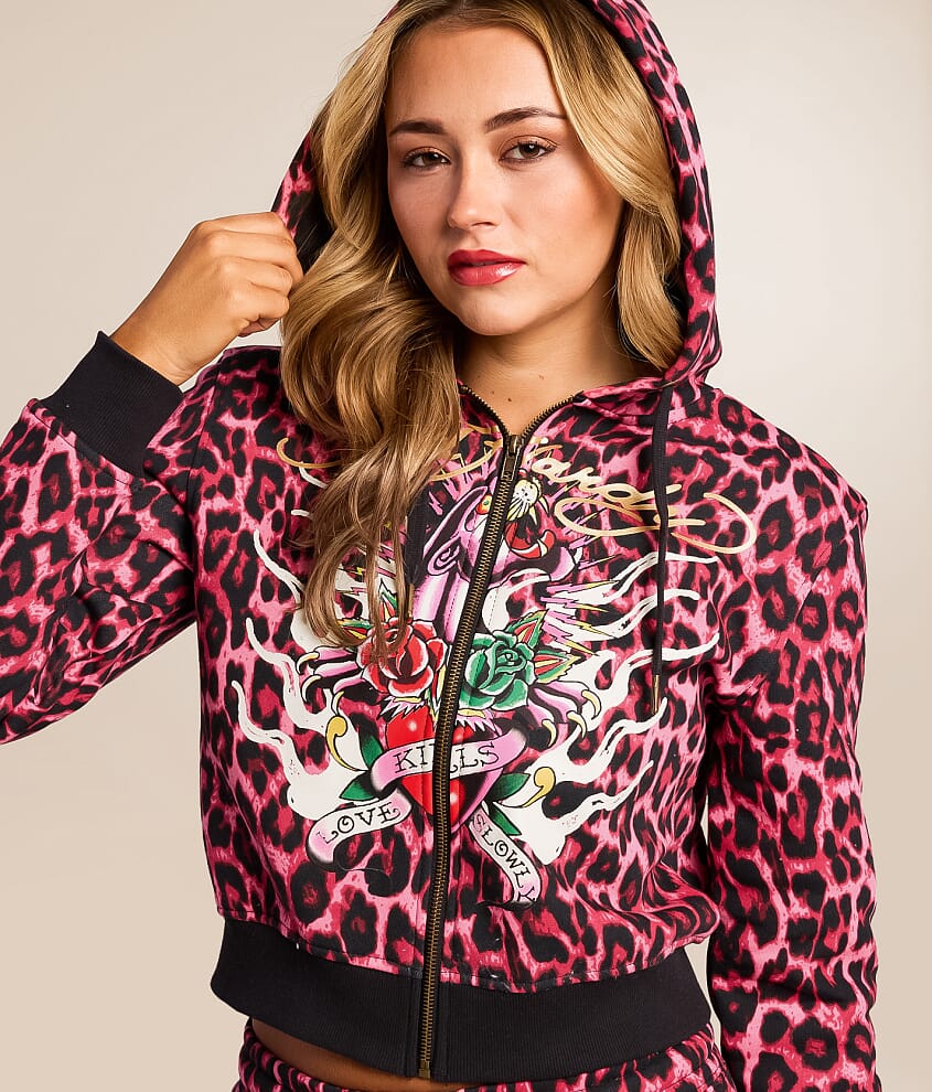 Panther Roses Leopard Print Hoodie