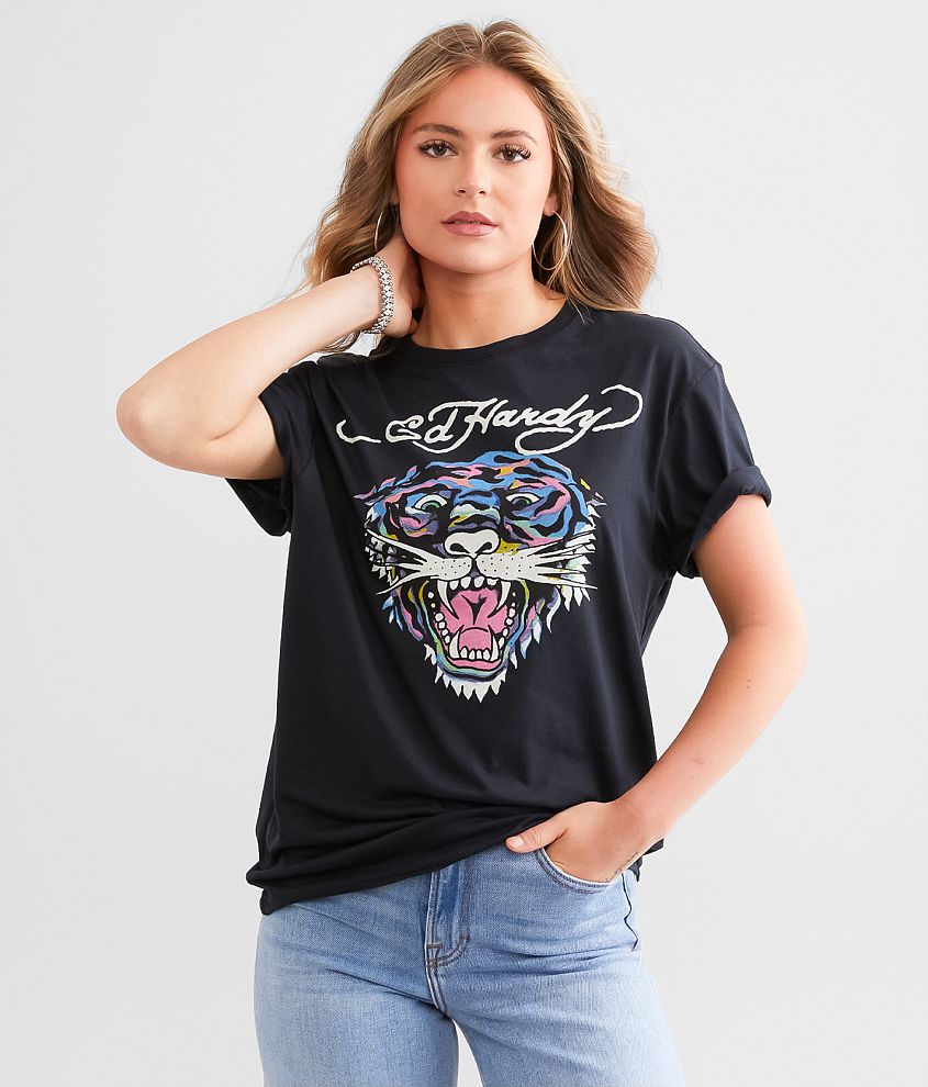 Ed Hardy Tiger Head Throwback T-Shirt front view