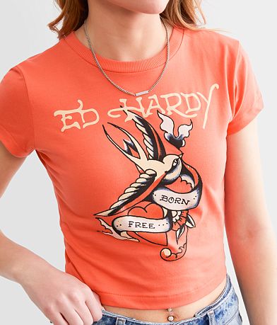 Ed Hardy Swallow Cropped Baby T-Shirt misc detail 1 view