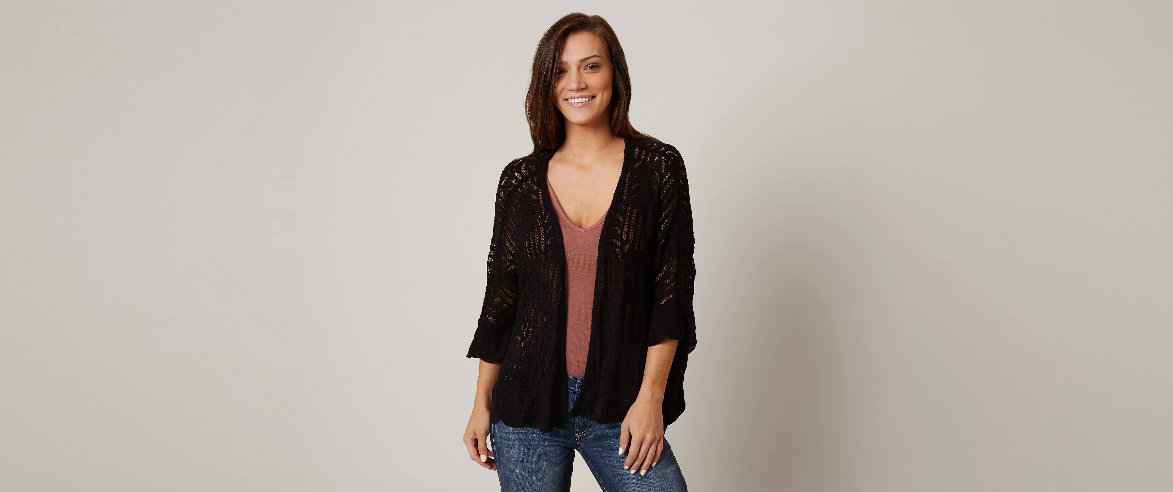 pointelle cardigan black