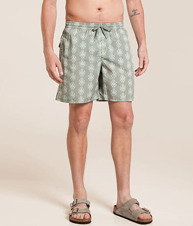 Rhythm Ornate Striped Beach Swim Trunks front view