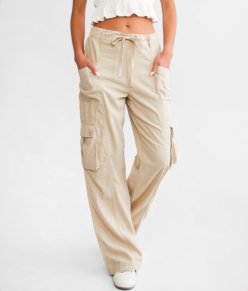 Risen High Rise Wide Leg Cargo Stretch Pant front view