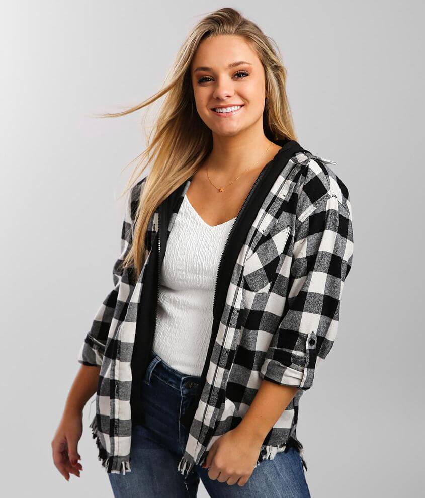 Hooded flannel shirt womens best sale