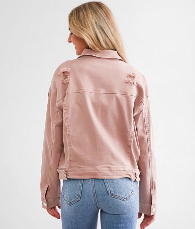 Risen Destructed Denim Stretch Jacket back view