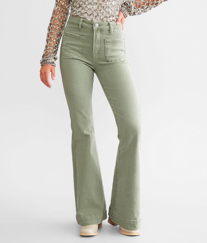 Risen High Rise Flare Stretch Jean - Women's Jeans in Olive