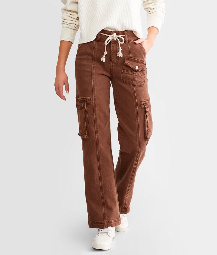 Risen High Rise Wide Leg Cargo Stretch Pant front view
