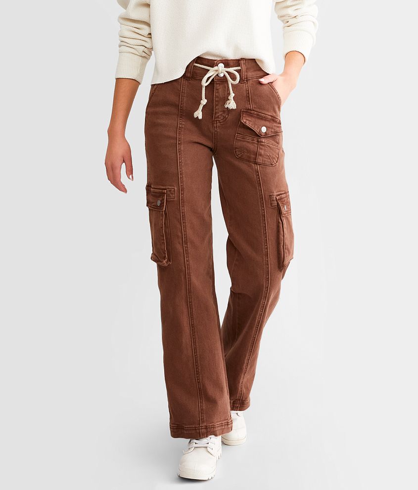 Risen High Rise Wide Leg Cargo Stretch Pant - Women's Pants in Espresso