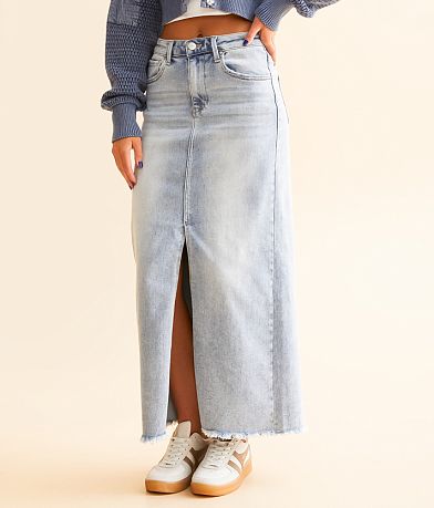 Risen Denim Maxi Stretch Skirt FULL_LEFT_SIDE