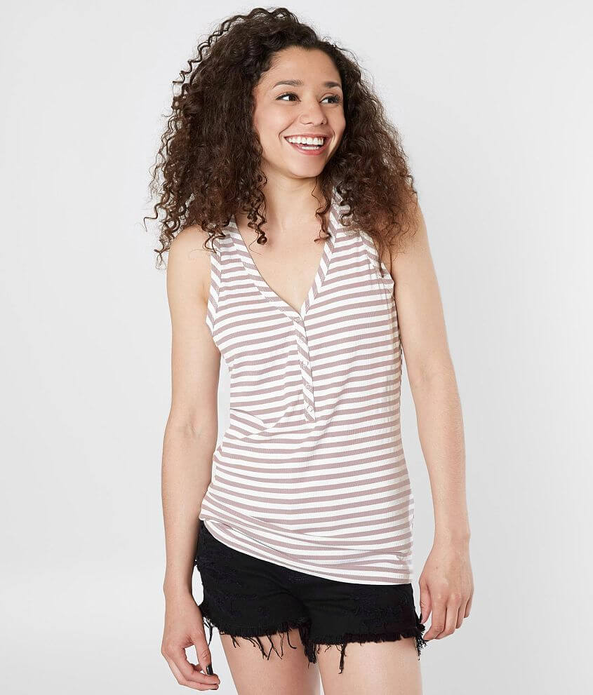 FITZ &#43; EDDI Ribbed Henley Tank Top front view