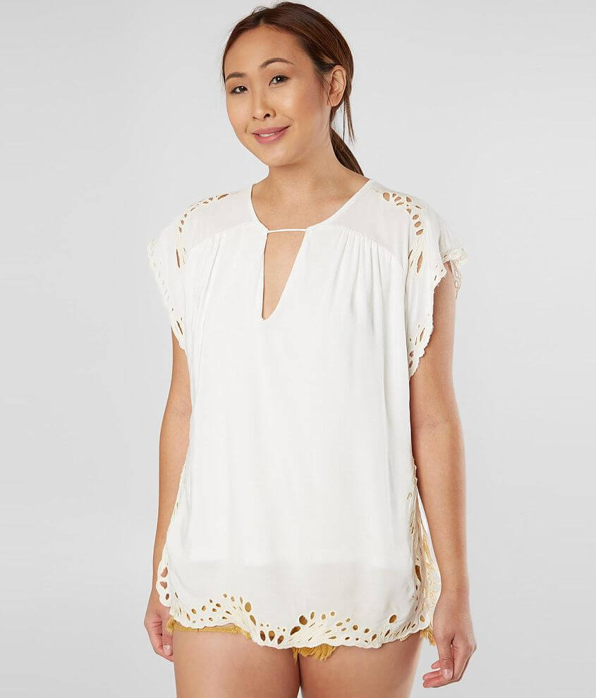 Image of Gimmicks Embroidered Cut-Out Top
