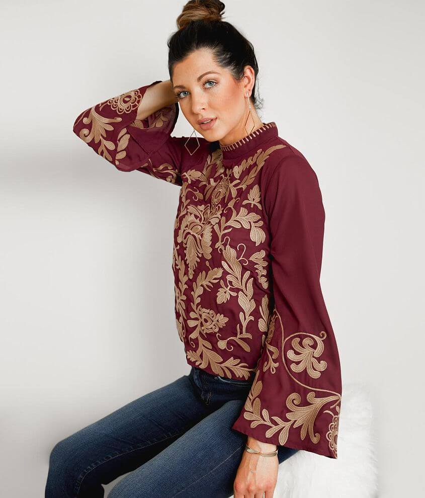 Gimmicks Floral Embroidered Top front view