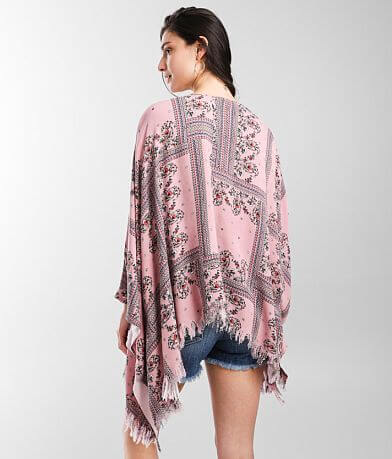 Gimmicks Handkerchief Hem Floral Kimono BACK