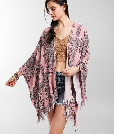 Gimmicks Handkerchief Hem Floral Kimono FULL_LEFT_SIDE