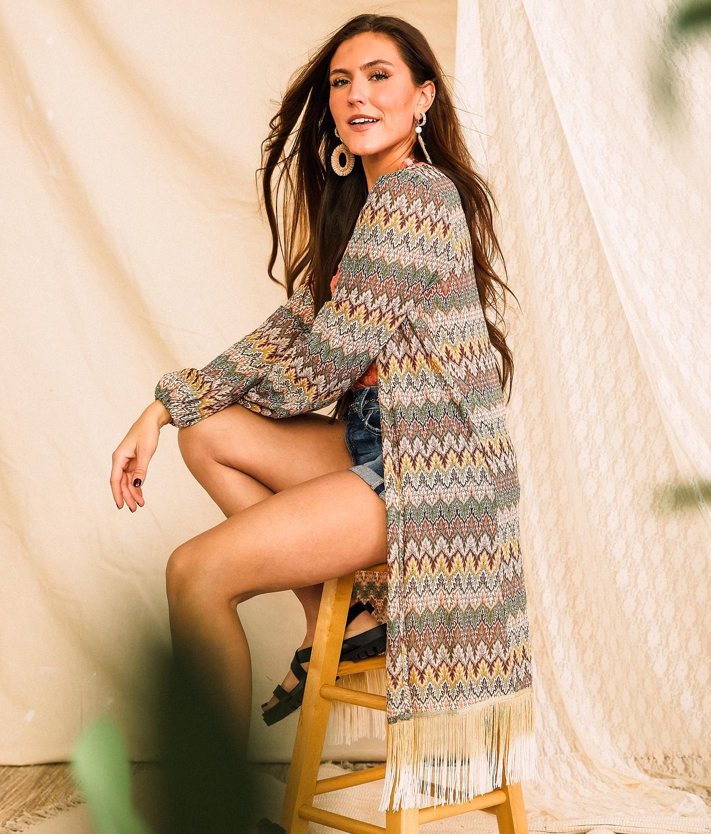Gimmicks Zig Zag Jacquard Kimono - Women's Kimonos in Multi