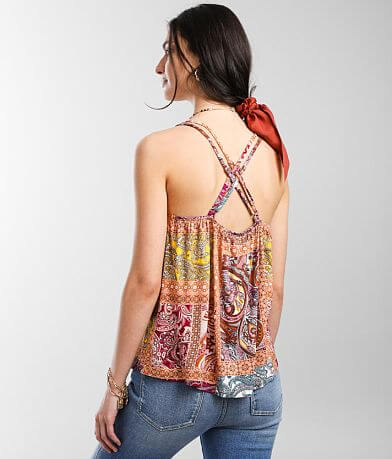 Gimmicks Patchwork Keyhole Tank Top back view