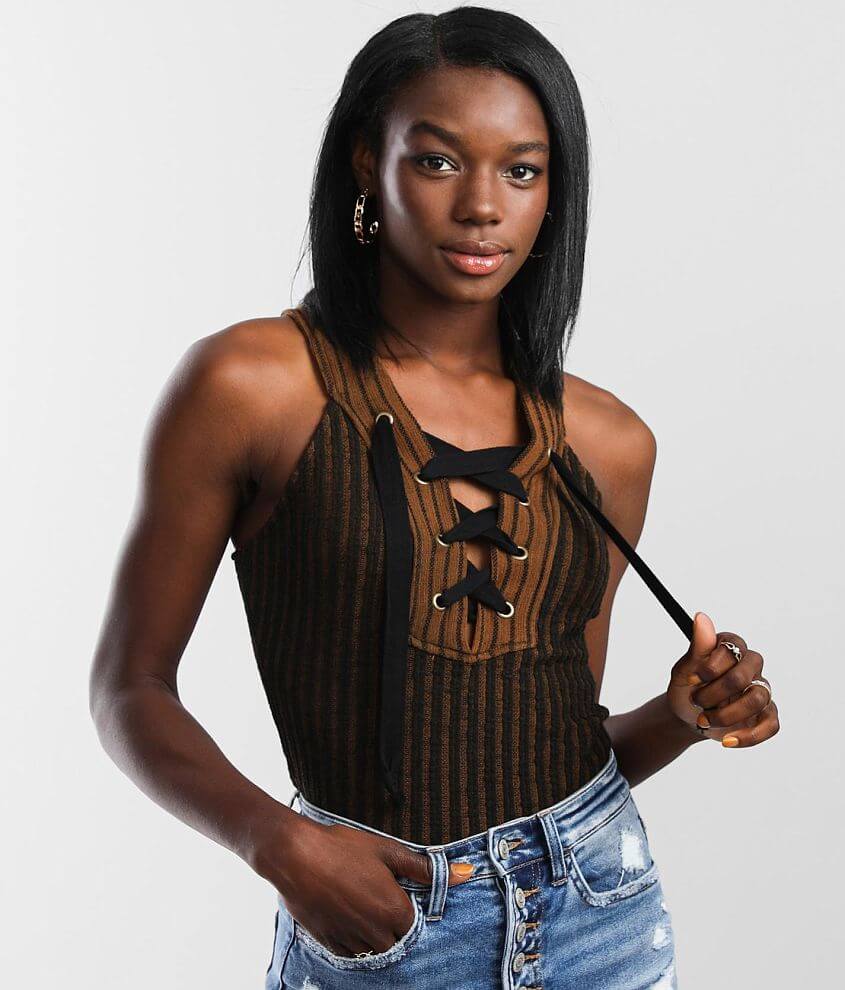 Lace up outlet tank top