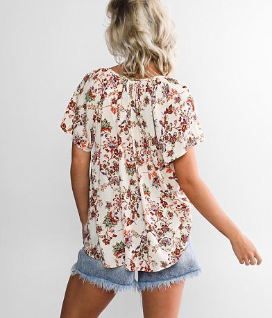 Daytrip Floral Crinkle Top back view