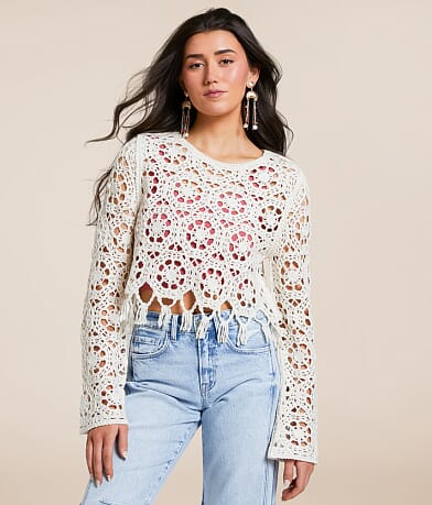 Willow & Root Crochet Sweater front view