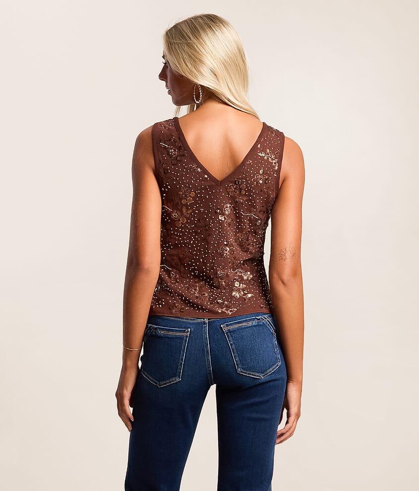 Embellished Mesh Tank Top - thumbnail 2