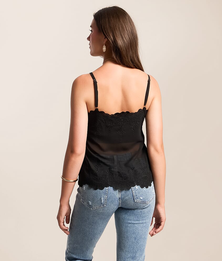 Embroidered Chiffon Tank Top