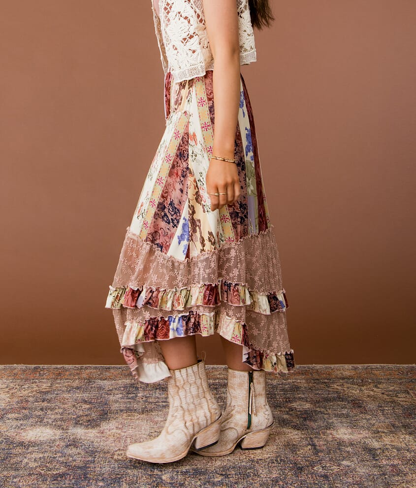 Mixed Print Maxi Skirt