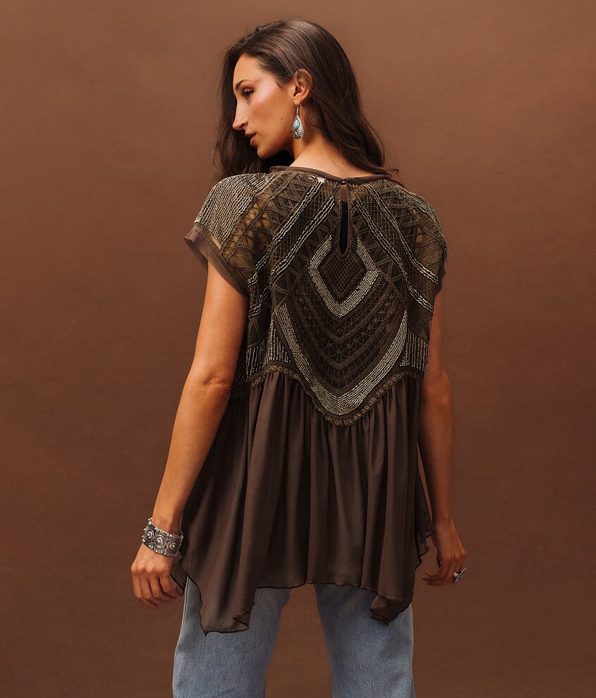 Embellished Mesh Tank Top