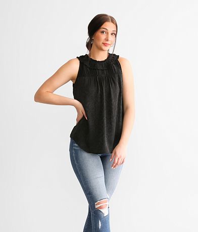 Buckle Black Shaping & Smoothing Floral Jacquard Tank Top front view