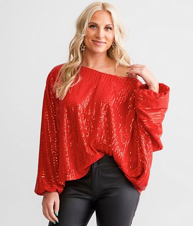 Daytrip Sequin Mesh Dolman Top front view