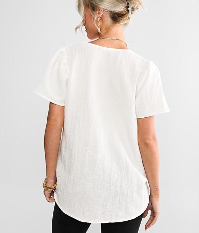 red by BKE Surplice Top back view