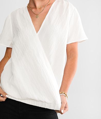 red by BKE Surplice Top misc detail 1 view