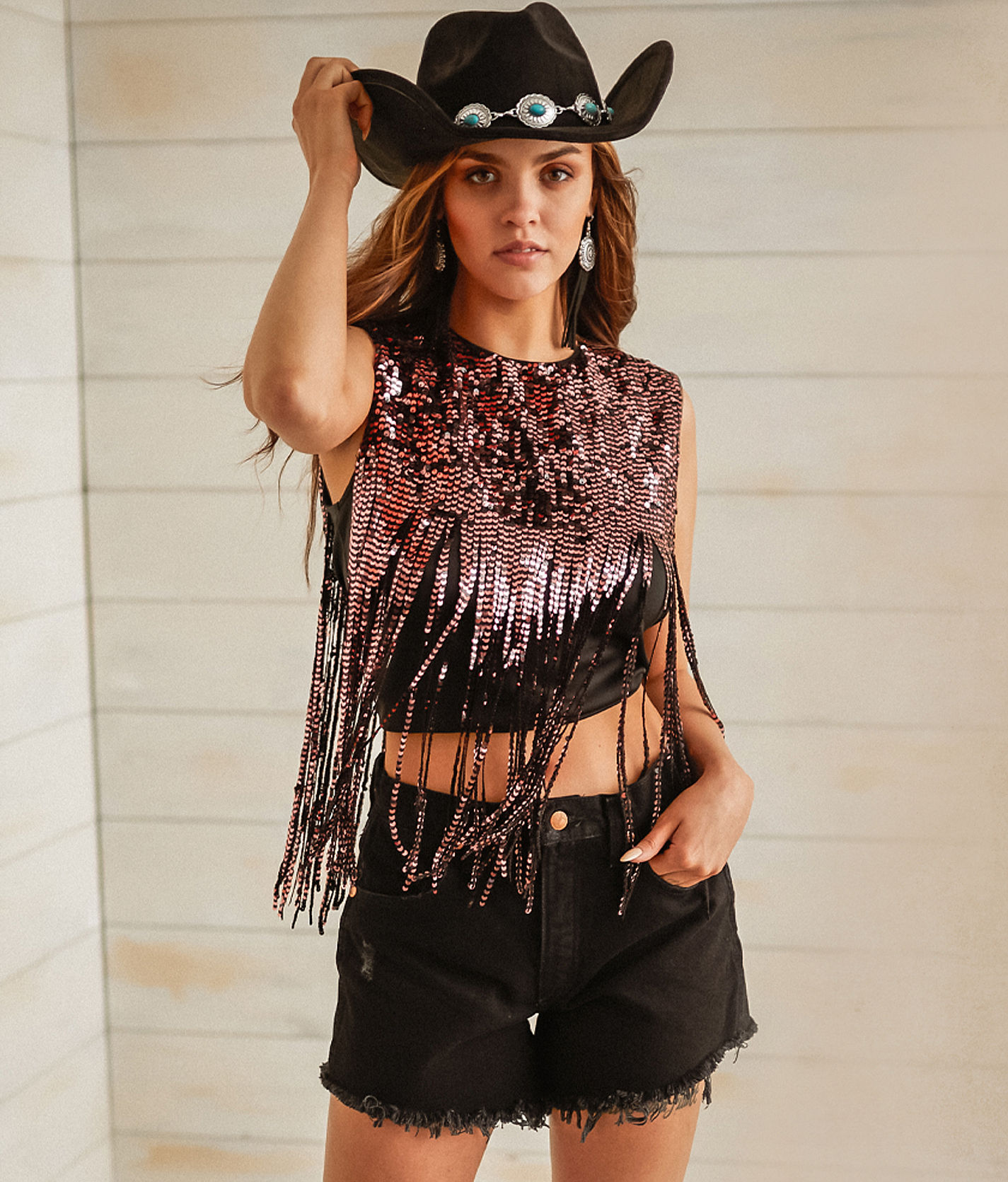 Sterling & Stitch Sequin Fringe Tank Top - Women's Tank Tops