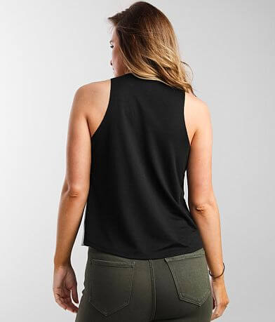 red by BKE Pieced Faux Leather Tank Top BACK