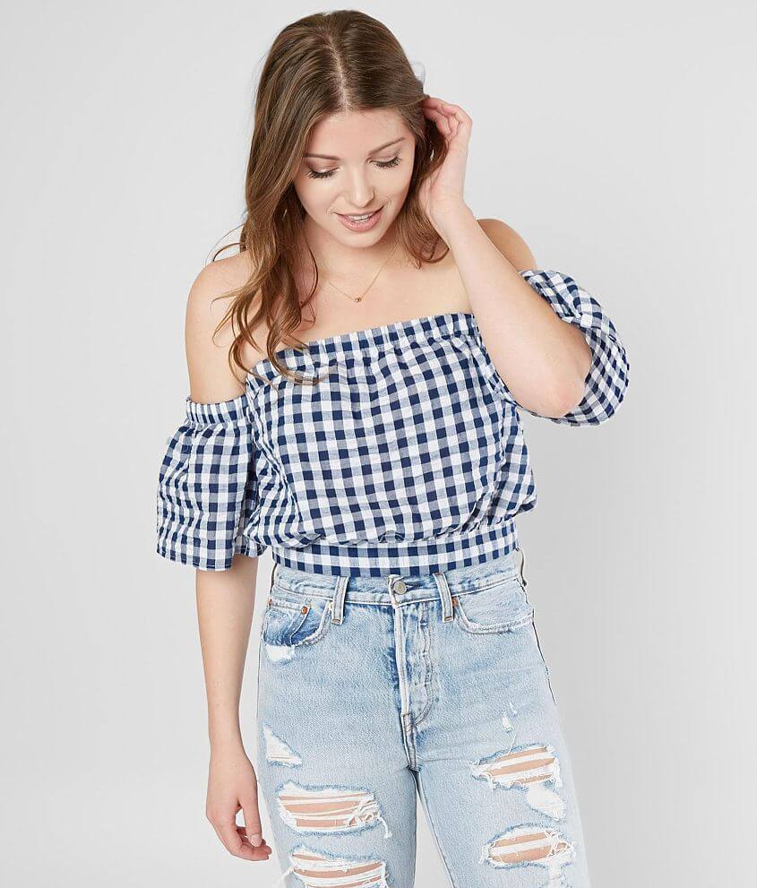Gimmicks Gingham Cropped Top front view