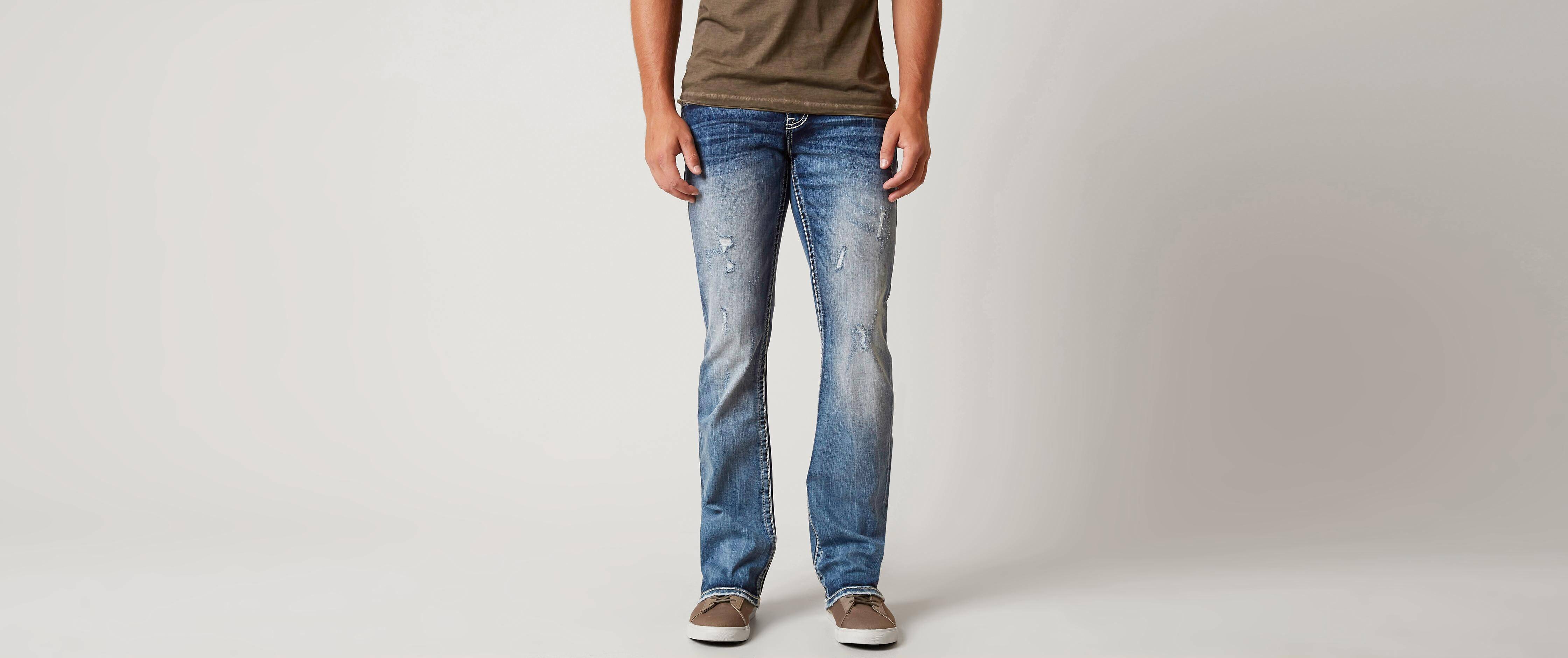 buckle slim bootcut jeans