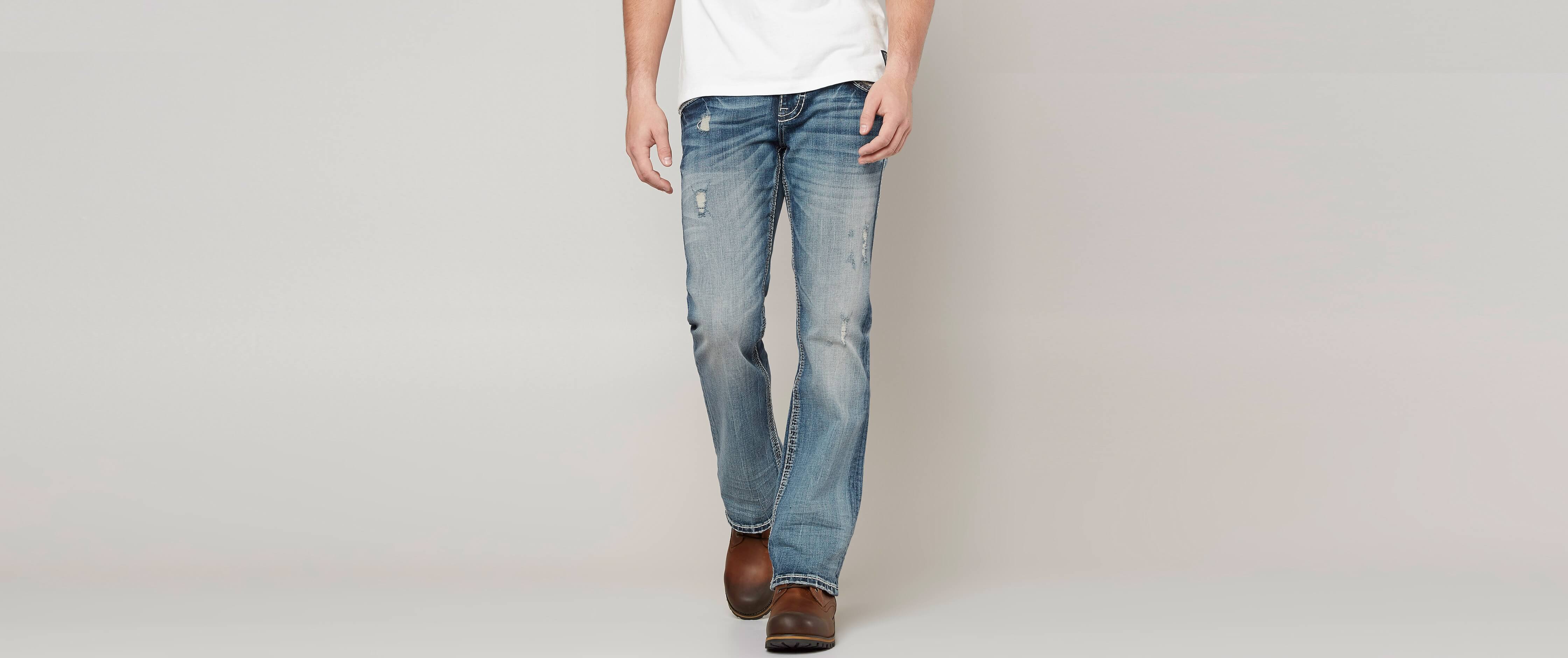 buckle slim bootcut jeans