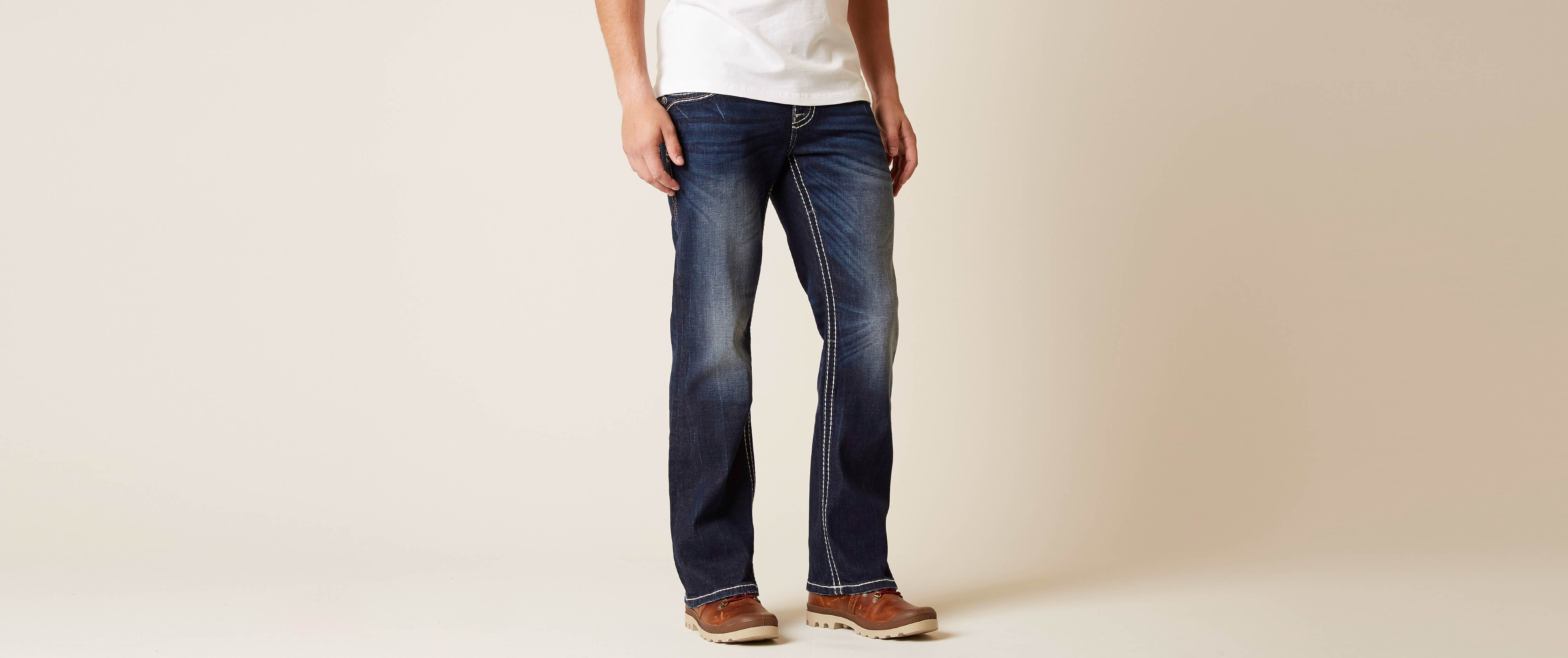 buckle slim bootcut jeans