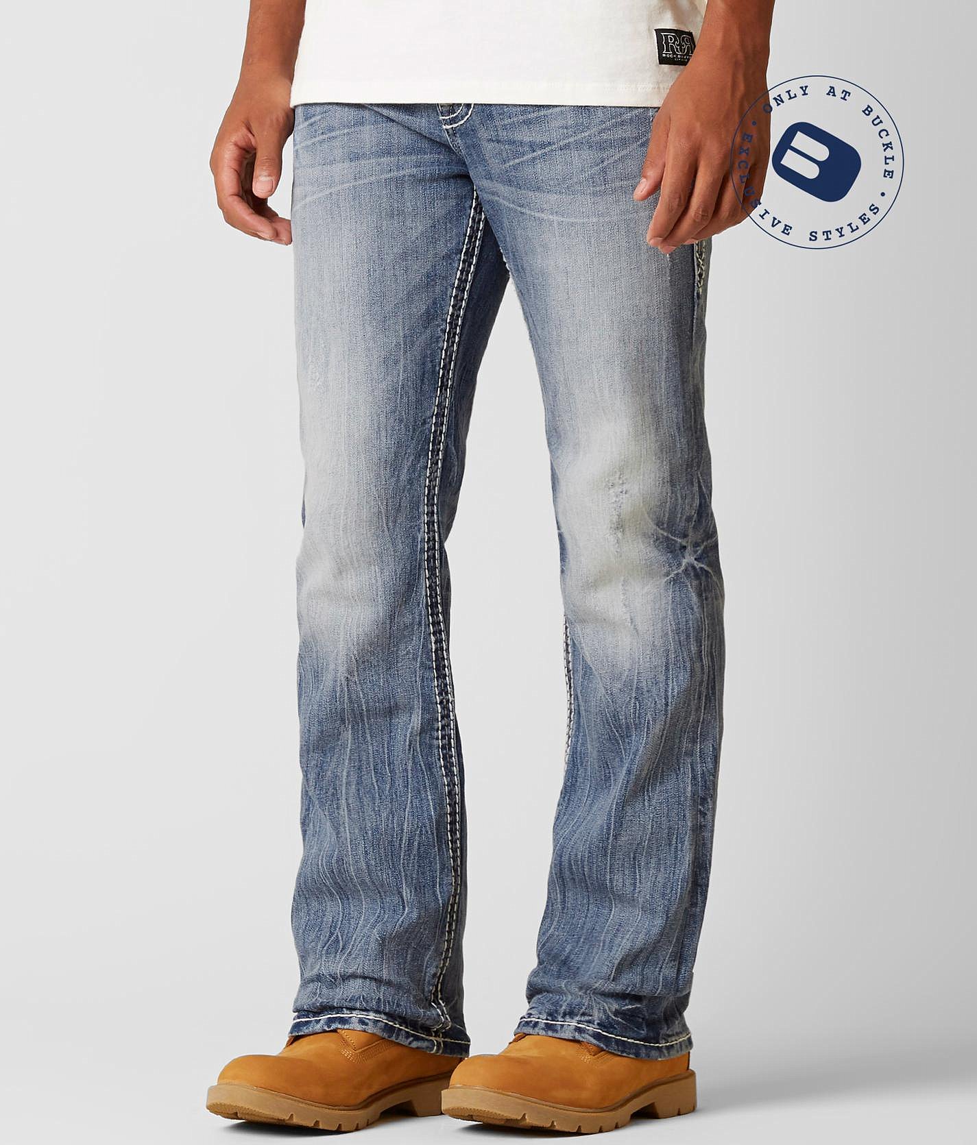 buckle slim bootcut jeans