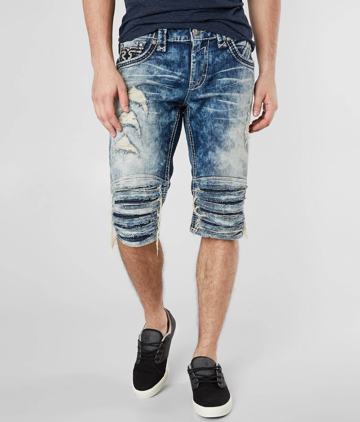 buckle mens jean shorts