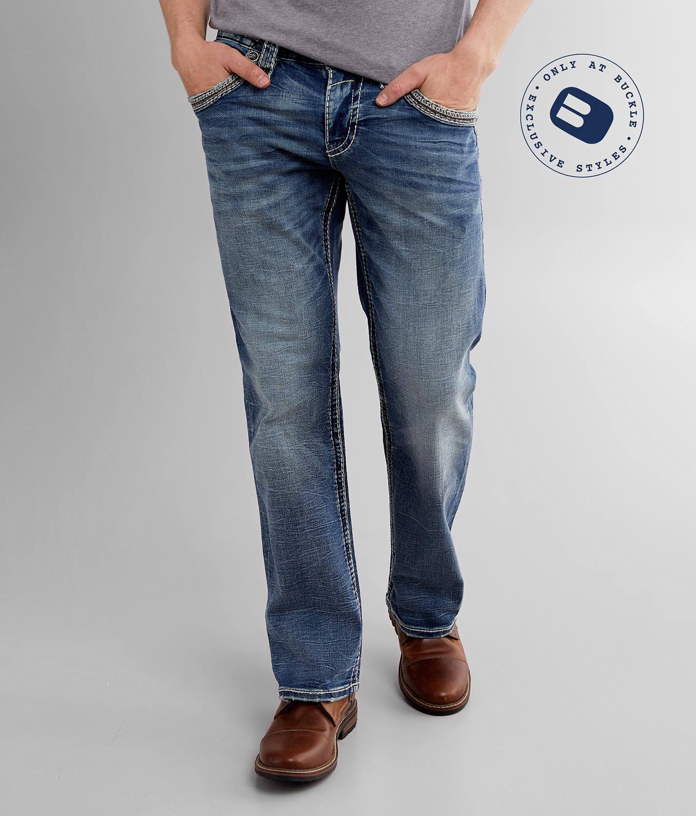 buckle slim bootcut jeans