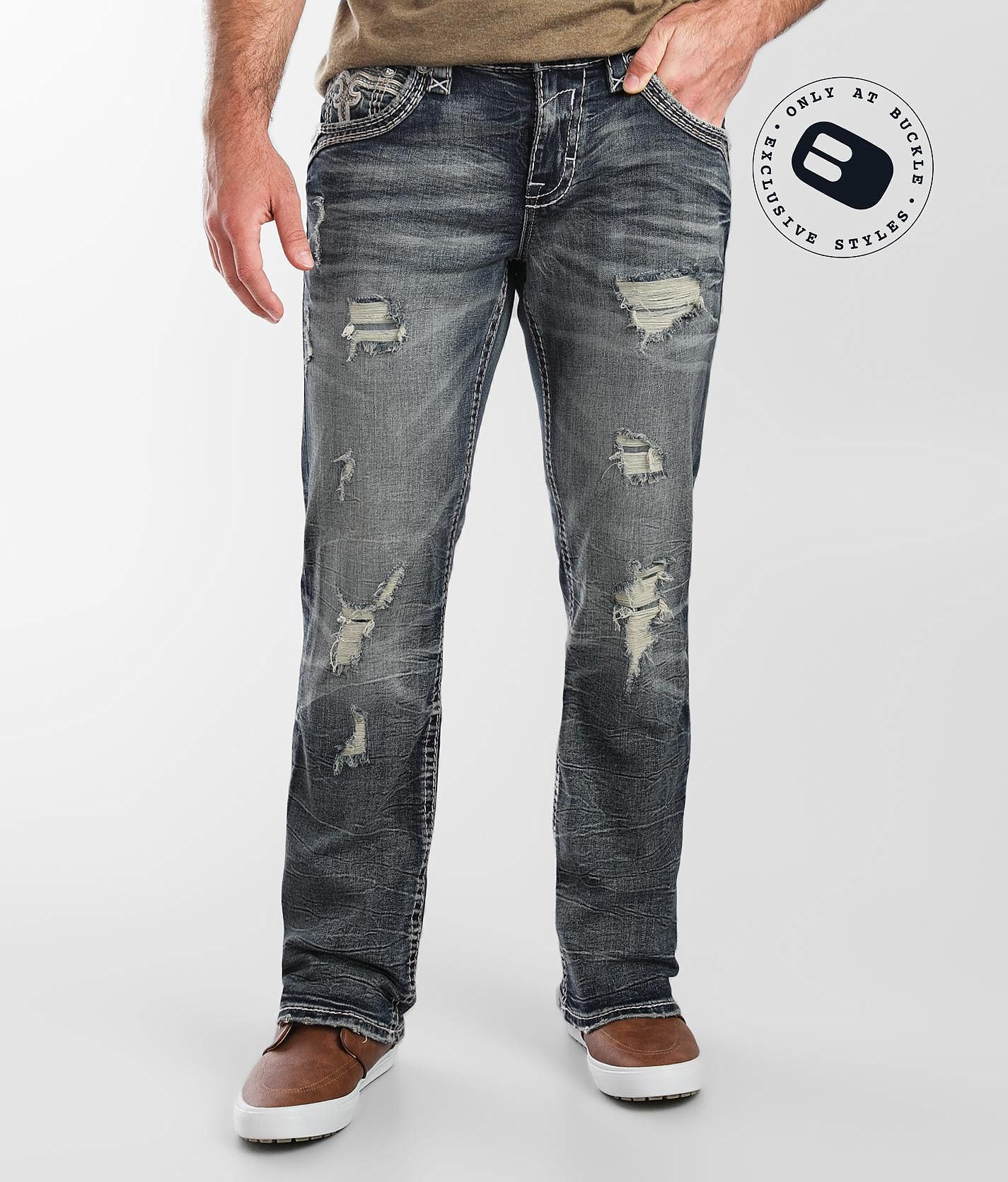 Rock Revival Storm Gray Boot Stretch Jean Men's Jeans in Storm