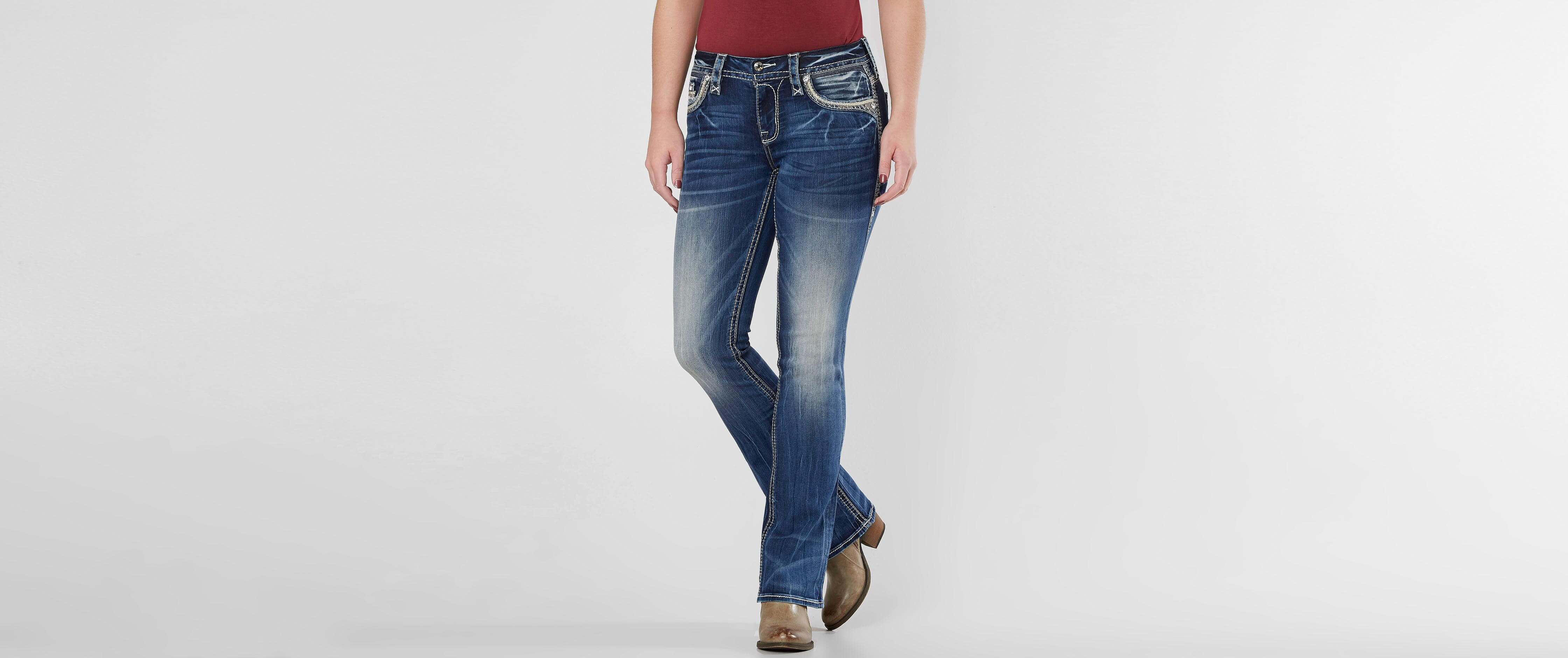 Jean Rock Revival Boot Cut - Taille 27, Délavé Léger, Déchirures Stylées, Occasion Très Bon état