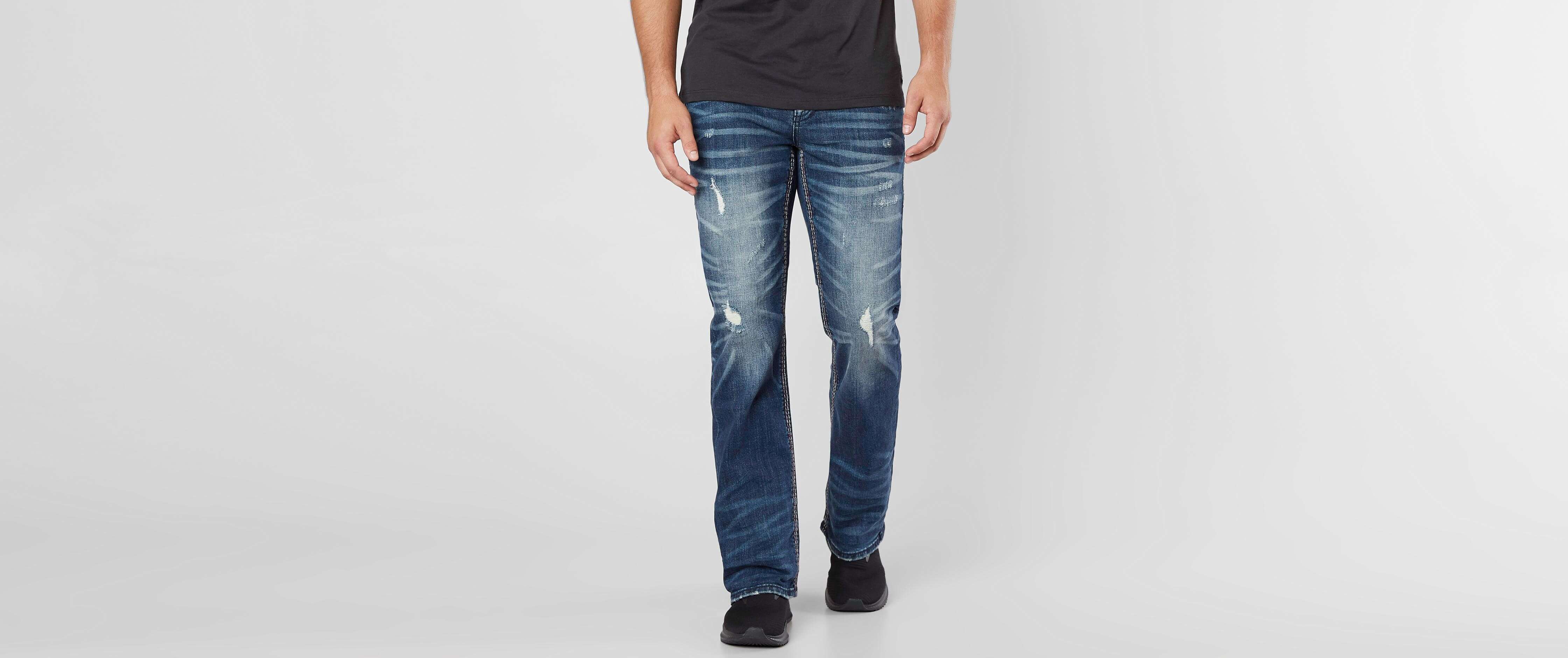 buckle slim bootcut jeans