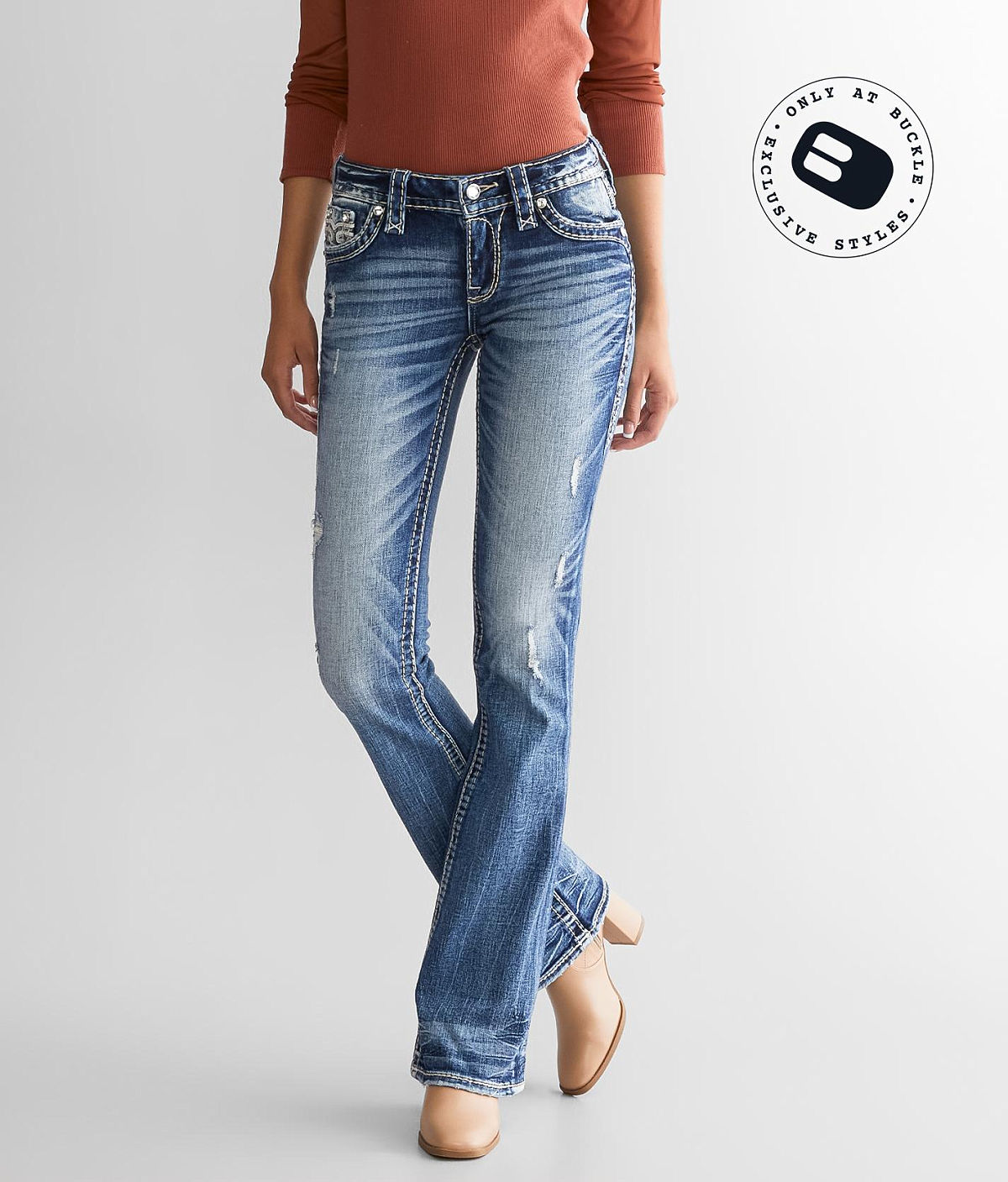Rock Revival Rosewood Low Rise Boot Stretch Jean — Rosewood B211 by Buckle