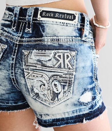 Rock Revival Leala Mid-Rise Stretch Short back pocket view